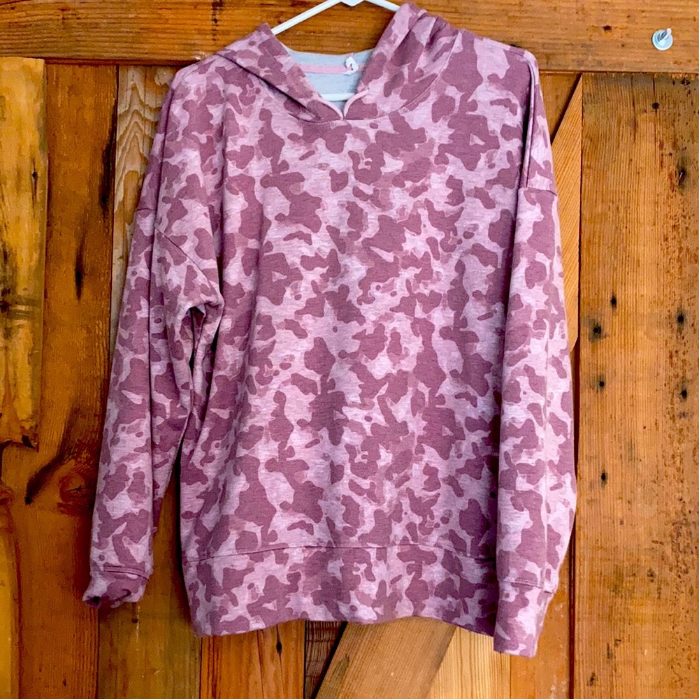 PInk Camo Pullover w/hood & Rose Gold side Zips